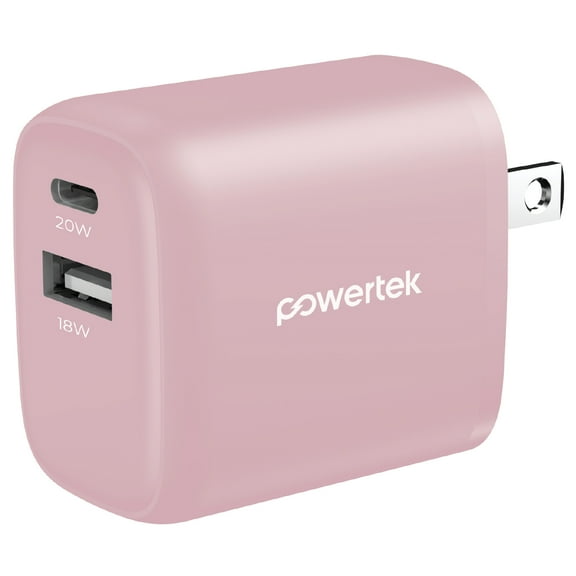 Liquipel Powertek Pastel Plaid 20W A/C Combo Wall Charger - Pink