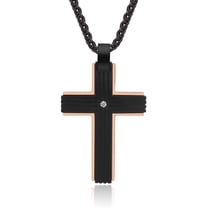 Black Cross Necklace for Men Stainless Steel Cross Pendant Necklace with 22" Snake Chain