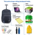 thumbnail image 3 of J World Unisex Sundance 20" Rolling Backpack with Laptop Sleeve for School and Travel, Black, 3 of 7