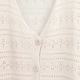 thumbnail image 4 of Breezora Women's V Neck Knit Cardigan Long Sleeve Lightweight Cover Up With Breathable Openwork Design All Season L Size Beige, 4 of 5