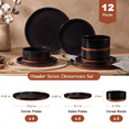 thumbnail image 5 of Onader Dinnerware Sets for 4, 12-Piece Plates and Bowls Set, Stoneware Dinning Ware Set for Kitchen, Dishwasher & Microwave Safe, Matte Black, 5 of 7