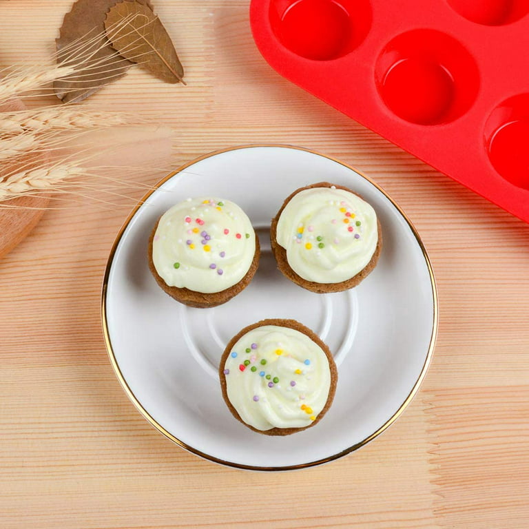 2 Pack Deep and Jumbo Muffin Tray,Round 7 Cup Silicone Cupcake