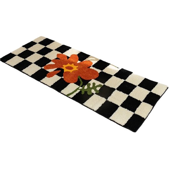 Runner Rugs, Runners for Hallways Kitchen Runner Rug Black Runner Rug Checkered Runner Rug Hall Runner Rug(D)