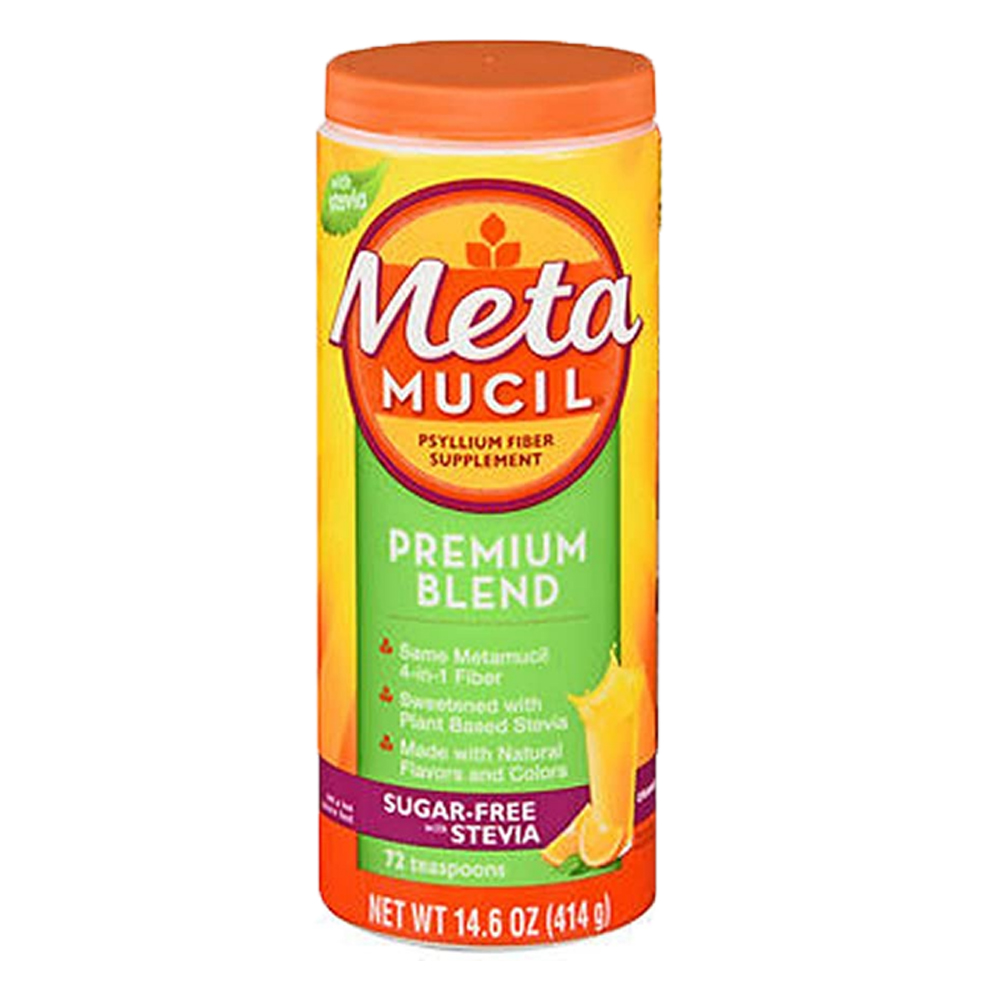 Meta Mucil Premium Blend Psyllium Fiber Powder SugarFree with Stevia Orange . oz