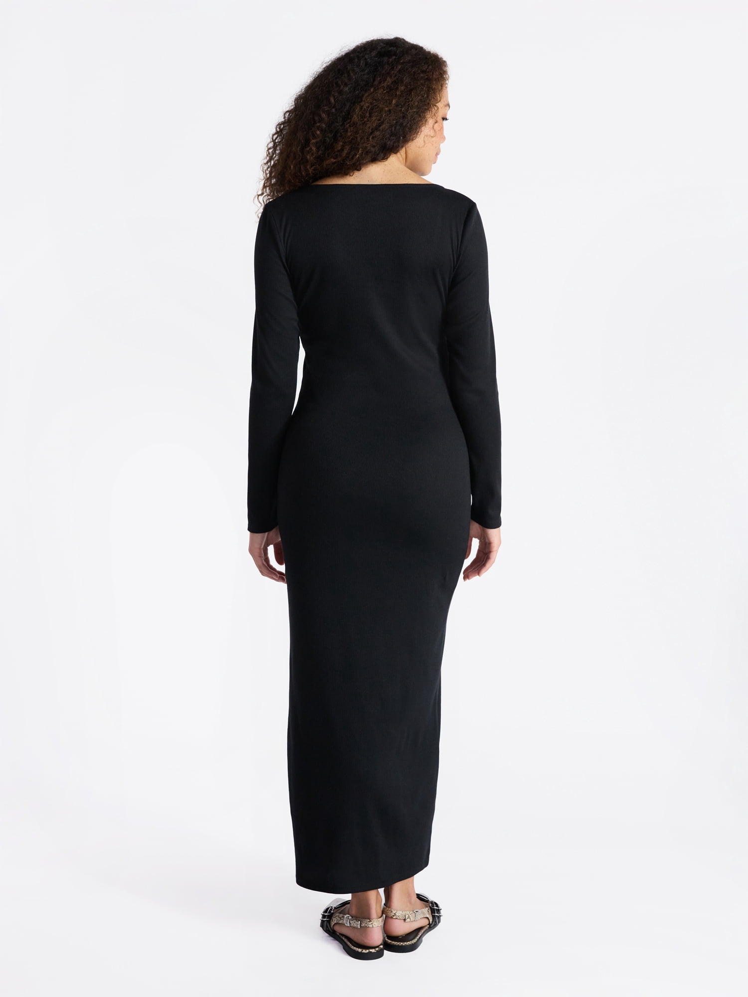 No Boundaries Square Neck Dress with Long Sleeves, Women's