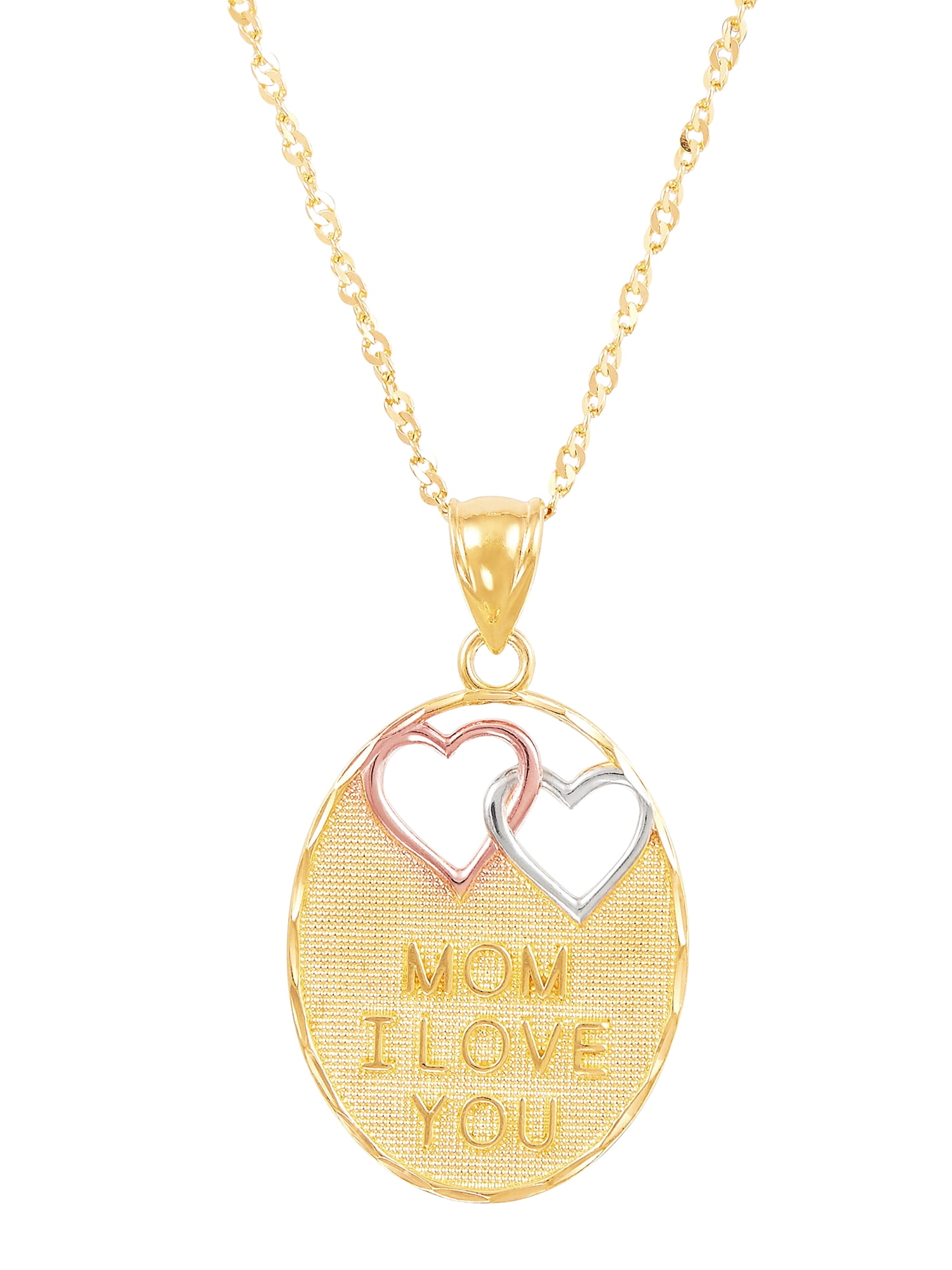 Brilliance Brilliance Fine Jewelry Mom I Love You Oval Gold Plated Over Sterling Silver Pendant 18 Necklace Walmart Com Walmart Com