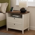 thumbnail image 4 of EYYTHUNG Modern Nightstands Set of 2 with Drawers Wooden End Table with Charging Station Farmhouse Night Stand Bedside Side Table with Storage Open Shelf, Rustic White/Honey Brown, 4 of 8