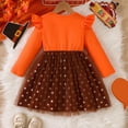 thumbnail image 6 of Lullu Little Girls Thanksgiving Turkey Dress Ruffle Long Sleeve Party Tutu Dress, Red, 6 of 8