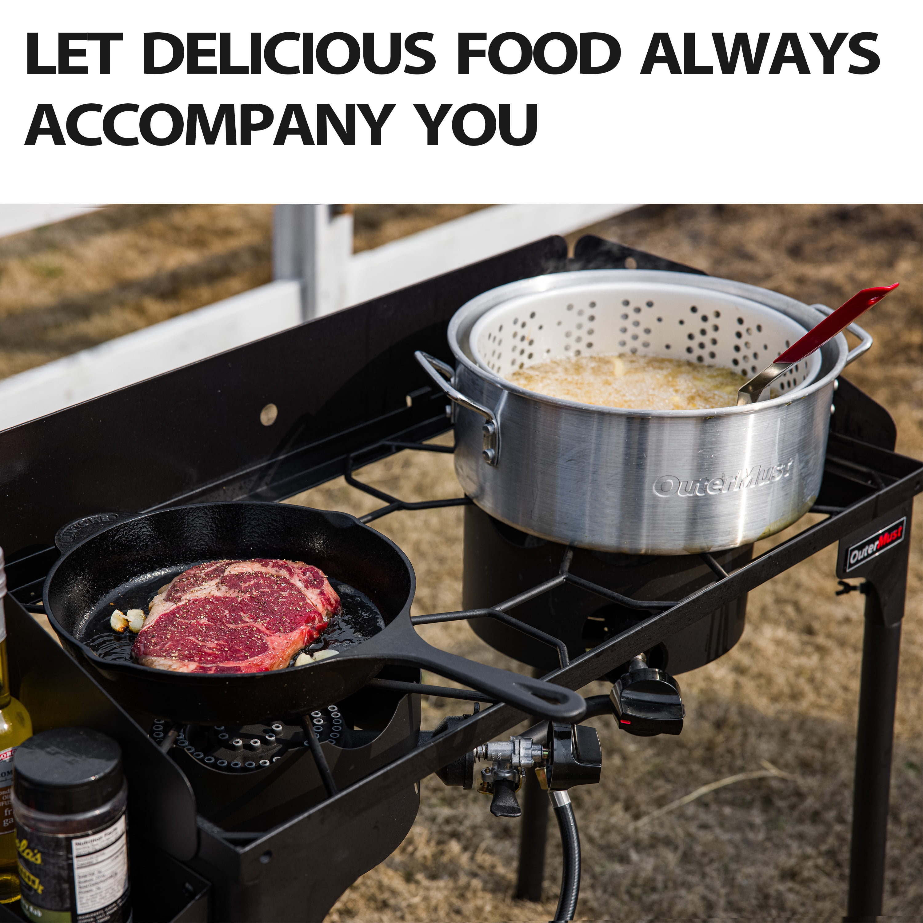 OuterMust 2 Propane Burner Gas Stove 60000 BTU for Outdoor Cooking Perfect for Home Brewing, Crawfish Boiler, Turkey Frying, Camping and Family Use