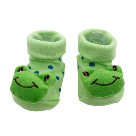 

Worallymy Baby Toddler Newborn 3D Cartoon Frog Short Sock Slipper Shoe Children Winter Socks Slipper Shoes