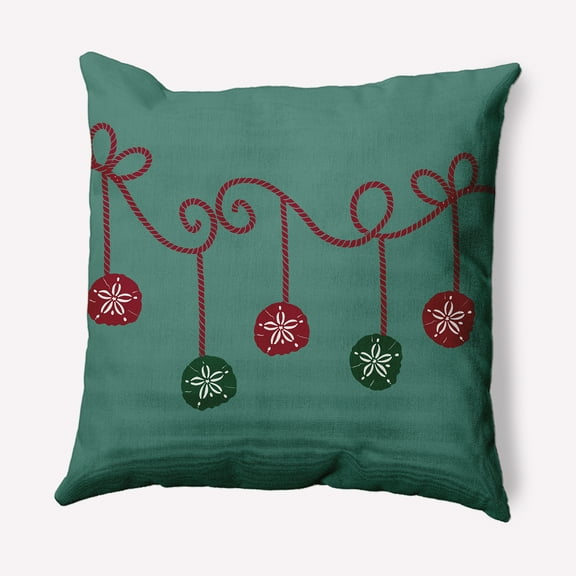 Simply Daisy Mint Colored Sanddollar Ornaments Christmas Soft Spun Polyester Decorative Throw Pillow, 16" x 16"