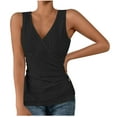 thumbnail image 2 of Homenesgenics Tank Tops for Women under $5 Women's Casual Sexy V-Neck Slim Solid Color Sleeveless T-Shirt Vest Tank Tops Black S, 2 of 6