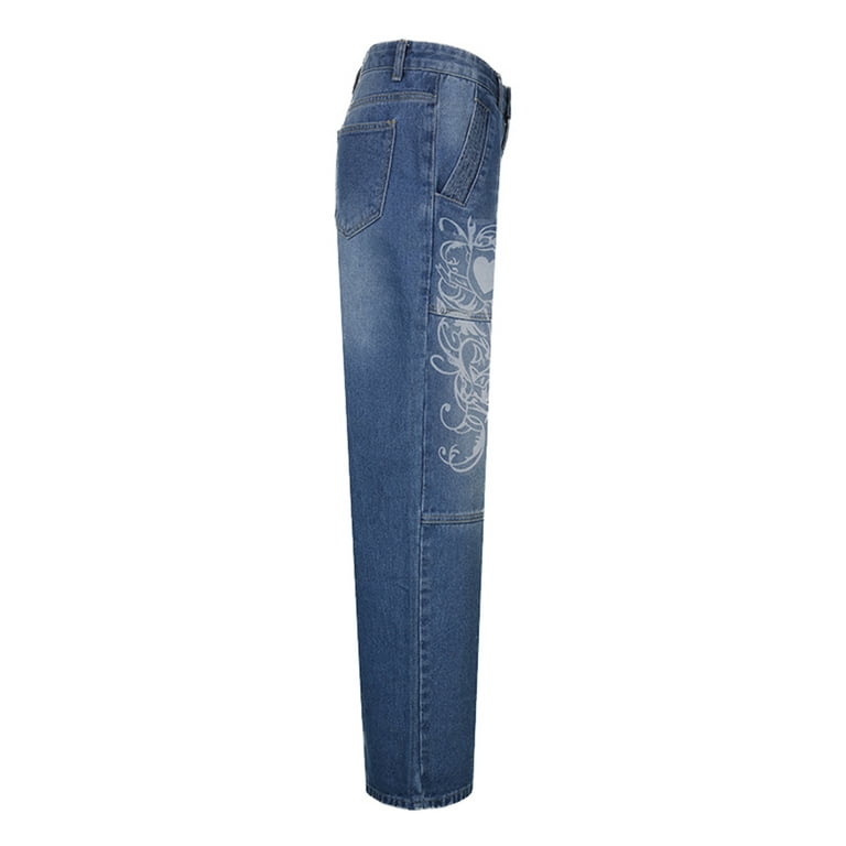 JINSIJU Denim Pants for Women High Waist E-Girl Straight JINSIJU Denim Pants for Women High Waist E-Girl Straight