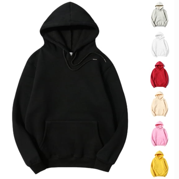 Bazeneo Hoodie Men Cotton Loose Fit Hooded Sweatshirt Long Sleeve Casual Top with Kangaroo Pocket Solid Colour Drawstring Gym Hoodie Oversized Autumn Jumpers Mens Track Top