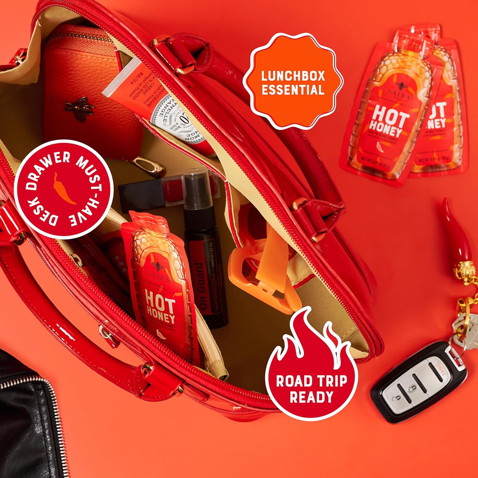 Nate's Hot Honey Minis: 100% Pure Honey & Habanero Chili Pepper - 20 Single Serve Packets