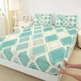 thumbnail image 3 of Feelyou Vintage Checkered Bed Sheets, Fashion Geometric King Sheets, Chic Teal Plaid Sheet Set, Luxury Bedroom Decor,4-Piece, 3 of 7