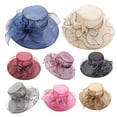 thumbnail image 4 of Walbest Thin Elegant Organza Church Fascinator Hat for Women, Flower Wedding Tea Party Hat Wide Brim Sun Hat, 4 of 7