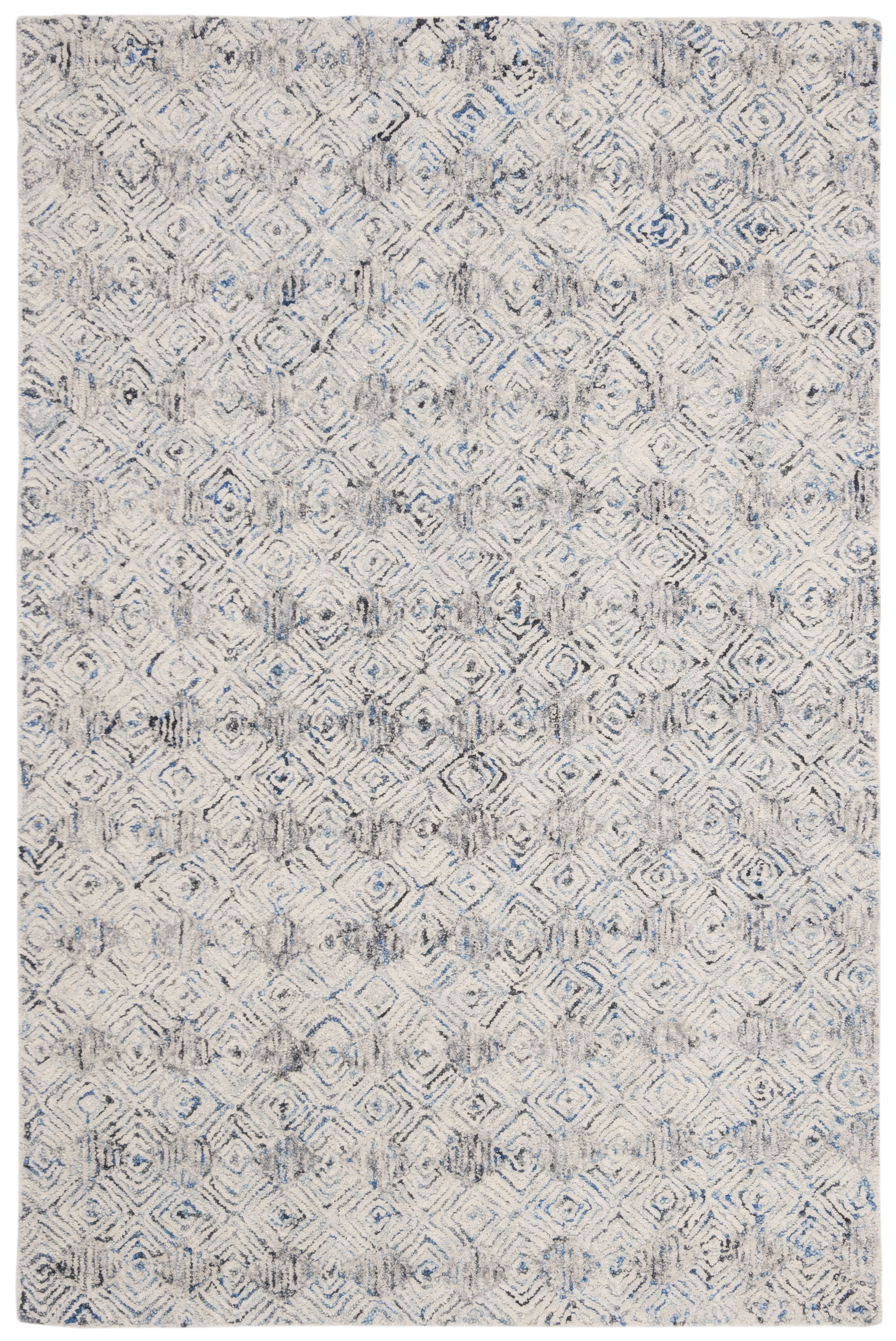 SAFAVIEH Renaissance Glanville Geometric Diamonds Wool Area Rug, Blue/Ivory, 4' x 6'