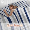 thumbnail image 4 of Navy Blue White Stripes Duvet Cover Set Full Size, Minimalist Abstract Vertical Striped 4 Piece Soft Microfiber Bedding Set with 1 Duvet Cover, 1 Flat Sheet, 2 Pillowcases, 4 of 9