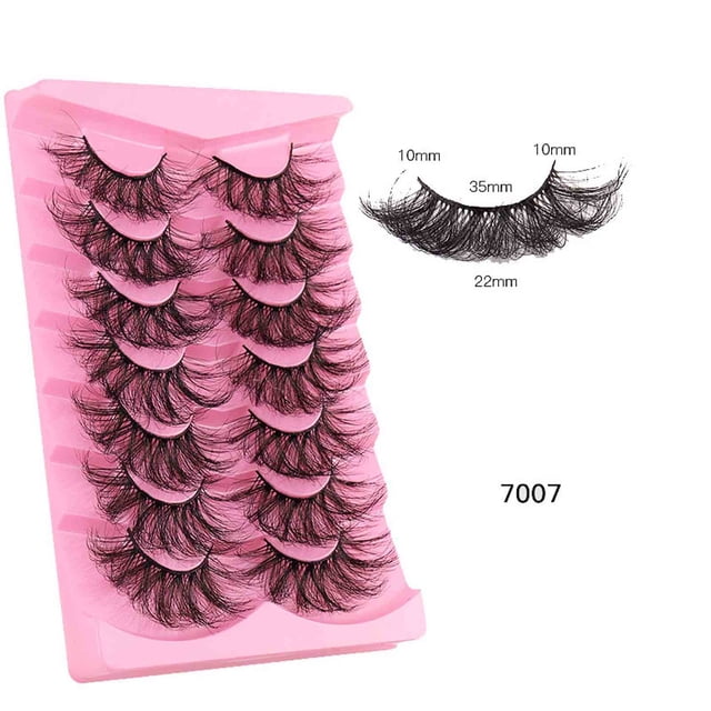 Pestañas naturales, pestañas postizas, pestañas cortas, pestañas postizas de visón tenues, 7 pares de pelos de visón de alta imitación, pestañas postizas, pelos gruesos y rizados, pestañas injertadas.