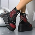 thumbnail image 4 of Dakaela Bottes Cheville à Plateforme Goth pour Femmes à Lacets, Bottillons de Combat à Talon Compensé Épais, Chaussures Punk à Talons Hauts, 4 of 8