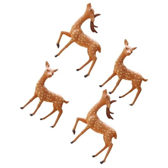 Worgeous 4Pcs Deer Figurines Light Brown Miniature Animal Adornment For Home Decoration Statue