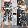 thumbnail image 3 of VDJ Women's Smmer Capri Pants Casual Wide Leg Elastic Waist Lightweight Floral Printed Cropped Loose Pants with Pockets Size M, 3 of 7