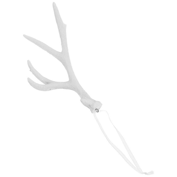 BESTYASH Rustic White Resin Christmas Antler Ornament Hanging Pendant for Tree and Window Holiday Decoration
