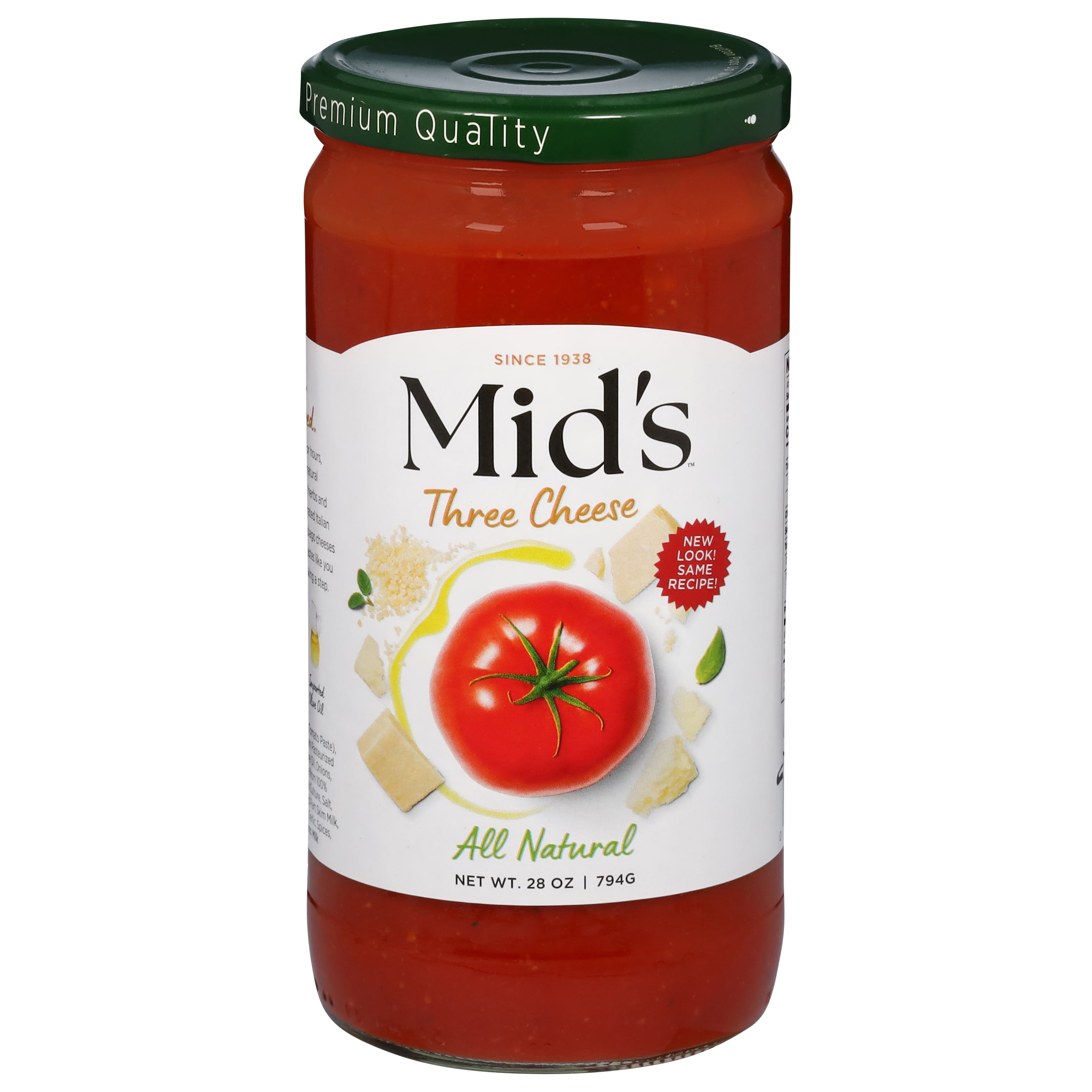 Mid's Premium All Natural Three Cheese Spaghetti Pasta Sauce, Gluten-Free, 28 oz, 1 Pack