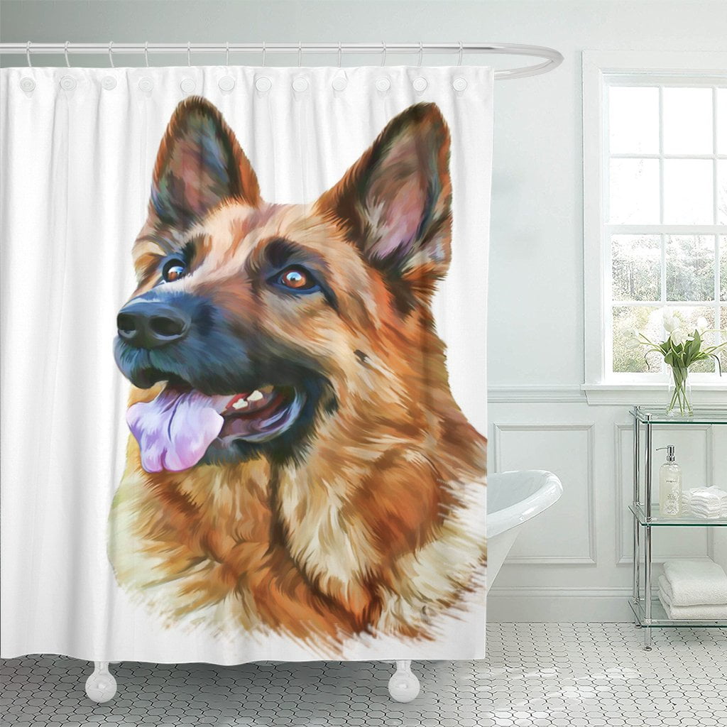 PKNMT Green Drawing of The Dog German Shepherd Water Color Polyester