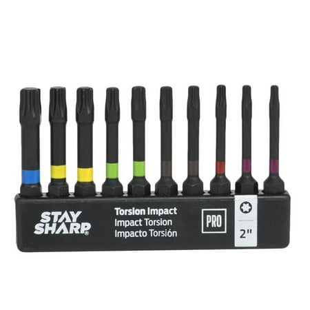 

Stay Sharp 76105 2 in. Assorted Torsion Impact Clip TorProfessional Screwdriver Bit Recyclable - 10 Piece