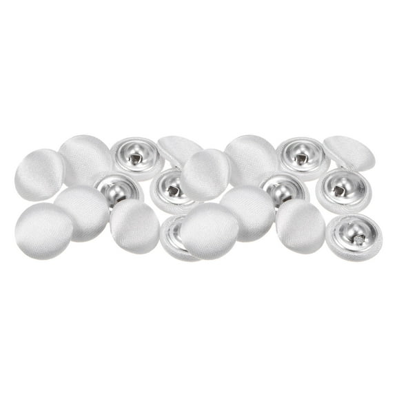 20pcs 20L Fabric Cloth Covered Button 12.5mm Round Metal Shank Sewing Buttons for Suits Blouses Sweaters, White