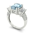 thumbnail image 2 of 4.27 ctw 3 Stone Anniversary Ring for Women | Emerald Cut Natural Aquamarine | Hyperallergenic Solid 14K White Gold, 2 of 5