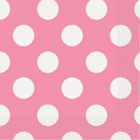 Polka Dot Paper Lunch Napkins, Hot Pink, 16ct