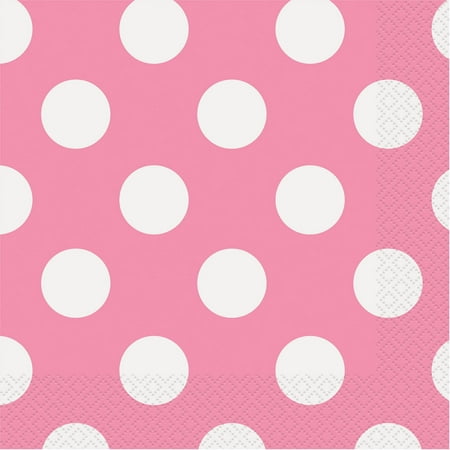 - Polka Dot Paper Lunch Napkins, Hot Pink, 16ct