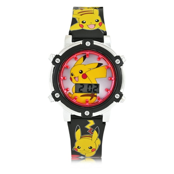 Pokemon Unisex Childrens LCD Wristwatch with Flashing Light Dial and Printed Strap (POK4417WM)