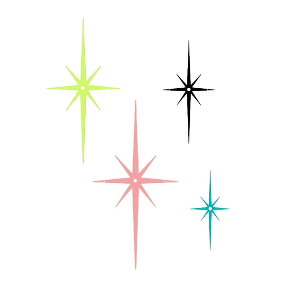 OIUR 4Pcs Metal Starburst Wall Decoration Retro Mini Mid-Century Starburst Wall Art Sculpture Home Bedroom Living Room Bathroom Wall Decorative Sign