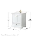 thumbnail image 5 of Wyndham Collection Deborah 30" Marble Single Bathroom Vanity in White/Gold, 5 of 6