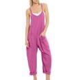 thumbnail image 2 of HAPIMO Cotton Linen Jumpsuit with Pocket for Women Summer Relaxed Baggy Pocket Sleeveless Trousers Casual Comfy Solid Fashion Purple XL, 2 of 9