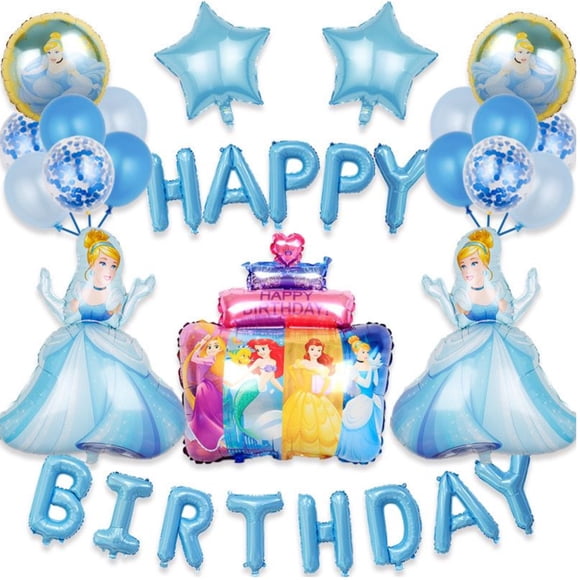 Globos decorativos para cumpleaños, alusivos a Cenicienta