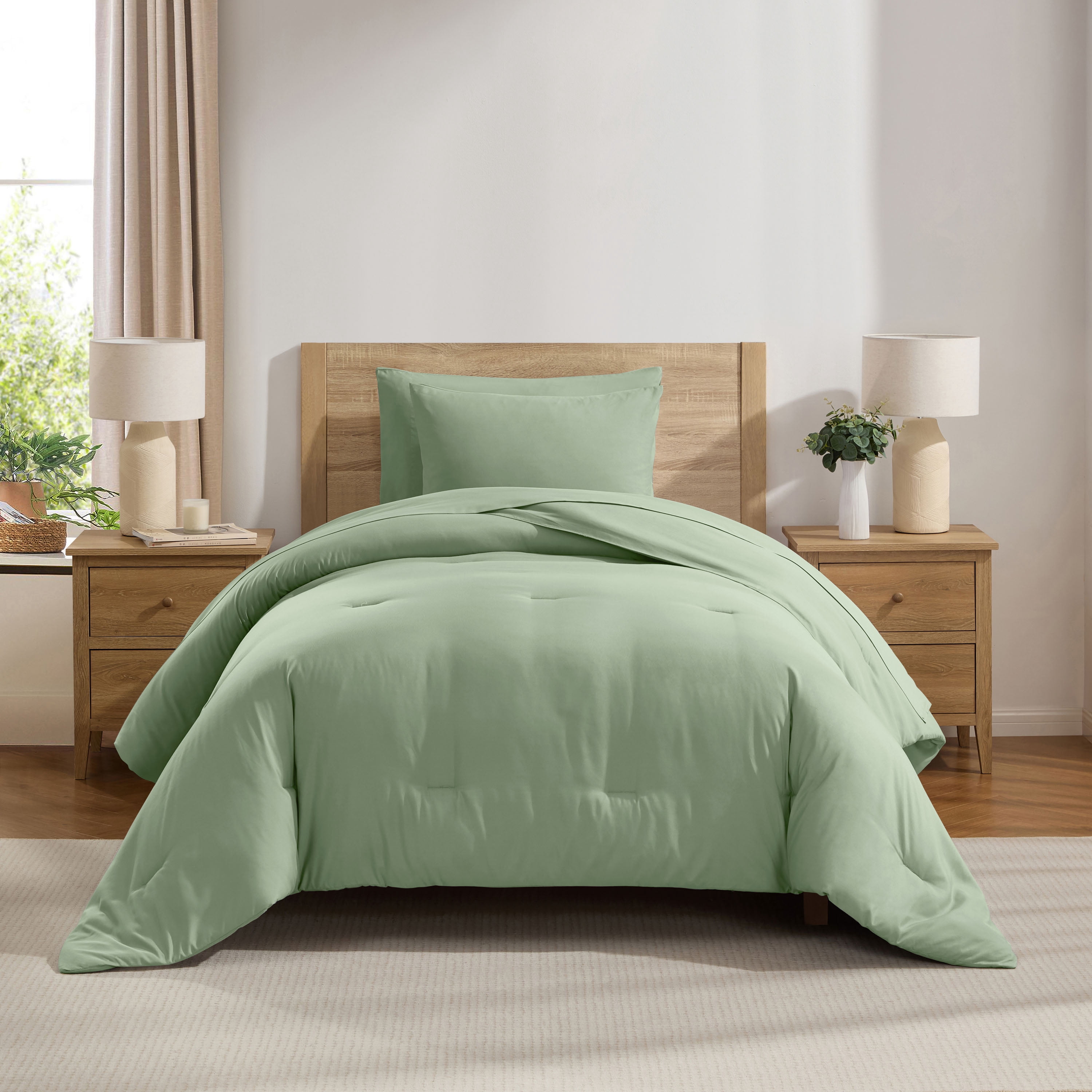 LammaLoe Twin Comforter Sets, 5 Piece Bed in a Bag, Ultra Soft Bedding Comforter Set with Sheets, All Season Bed Set, Sage Green
