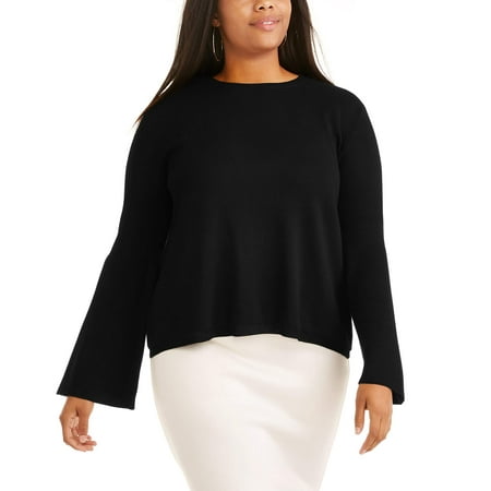 Junior's Plus Long Sleeve Bell Sleeve Sweater