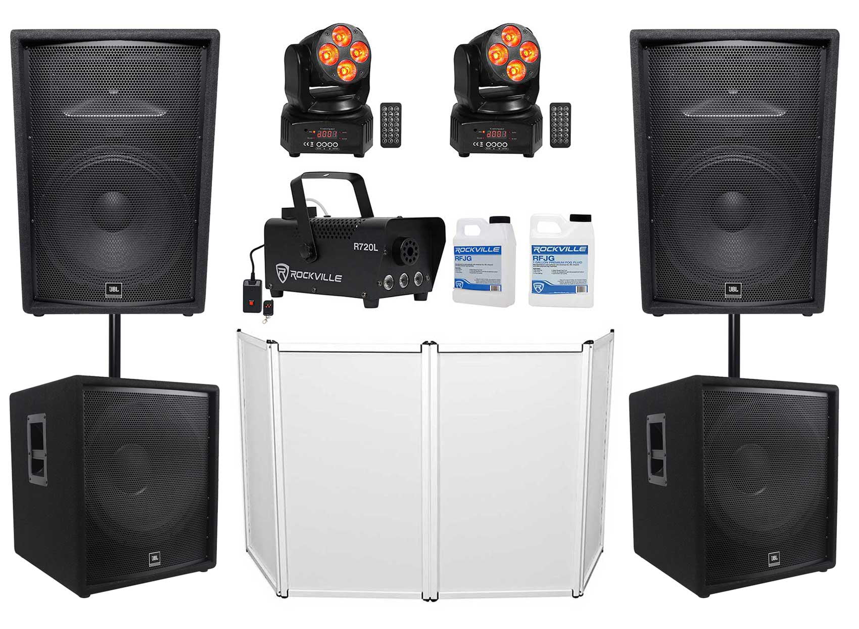 2 JBL JRX215 1000w 15 2-Way DJ P/A Speakers+ 18 1400w Subwoofers Pro Subs 2