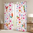 thumbnail image 2 of Cute Bird Print Curtains & Drapes Girly Pink Floral 30%-50% Blackout Curtains, Animal Theme Curtains Chic Flowers Bedroom Curtains, Spring Blossoms Window Drapes, 2 of 6