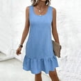 thumbnail image 2 of Admvng Dress for Women Ruffle Hem Sleeveless Round Neck Summer Vacation Sundress, 2 of 7