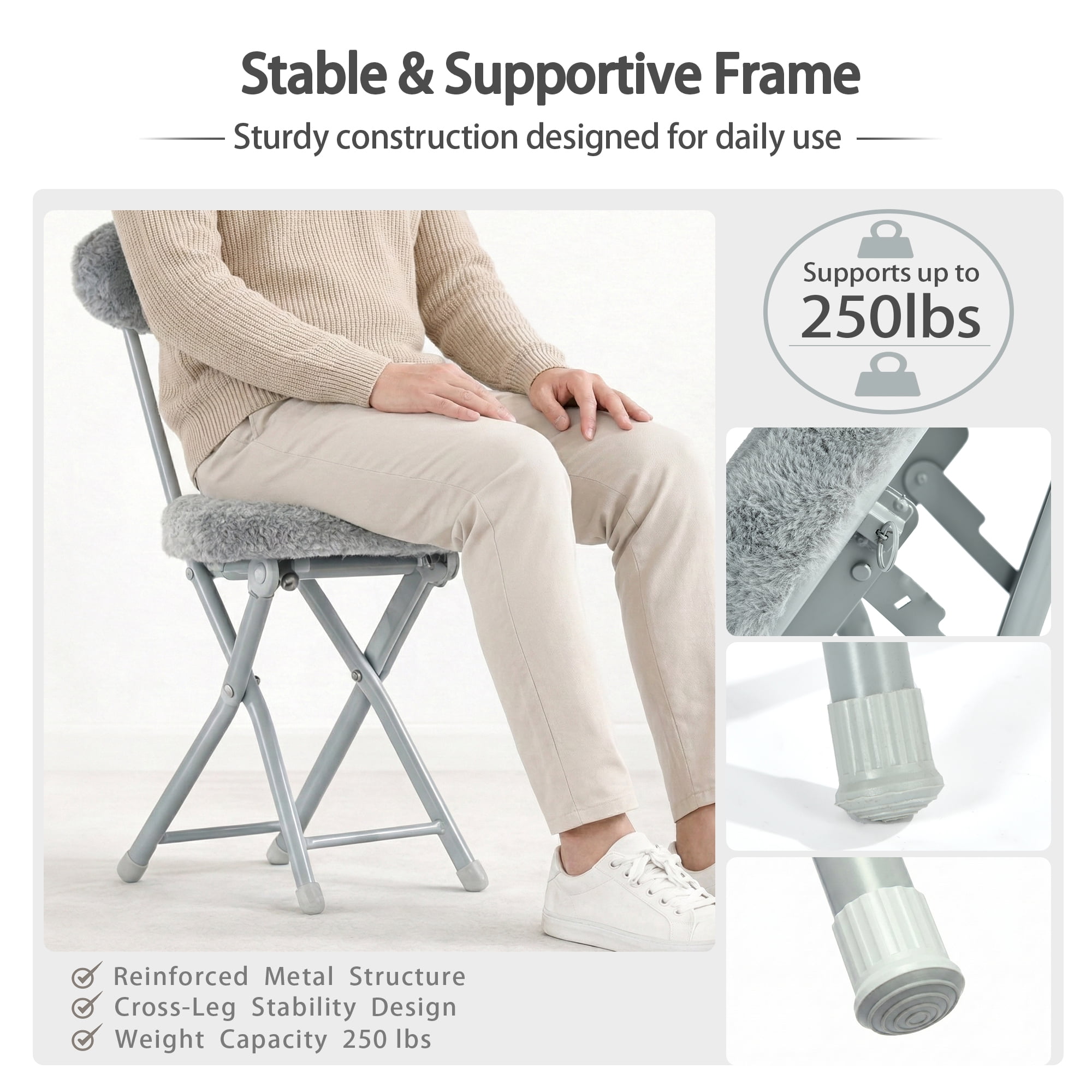 Homy Casa 4 Pack Padded Folding Chairs, Portable Guest Chairs for Dining Game Nights and Parties