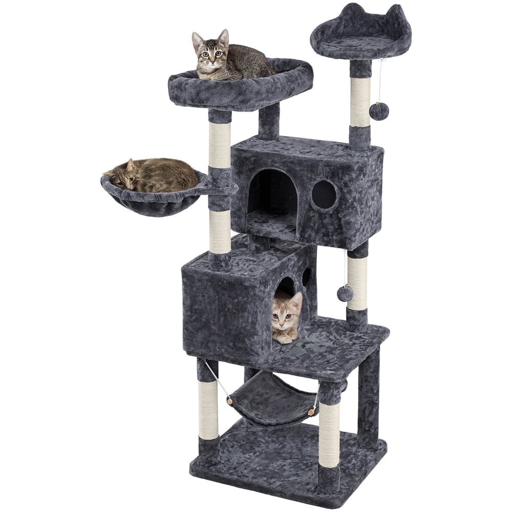 Multi-Level Kitten Activity Tower with Scratching Posts & Basket Lounger SUPERJARE Cat Tree Equipped with Spacious Condos & Plush Perches 