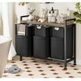 thumbnail image 3 of GIKPAL Laundry Basket, 142L Large Double, Freestanding Laundry Hamper 3 Section with Top Shelf & 3 Removable Washable Bags & Side Pockets for Dorm, 3 of 8