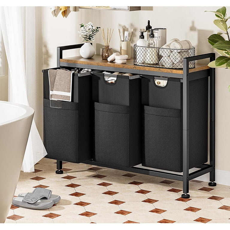 YESHOMY 3-Bag Laundry Sorter With Shelf | Rolling Hamper With Removable Bags