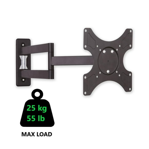 Techly Support mural inclinable/orientable pour téléviseur LCD/LED de 19" à 37" - 2 articulations d'inclinaison de +/-12° - VESA jusqu'à 200x200 mm - Capacité de charge jusqu'à 25 kg - Noir